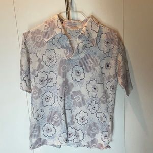Funky 70s floral polo shirt
